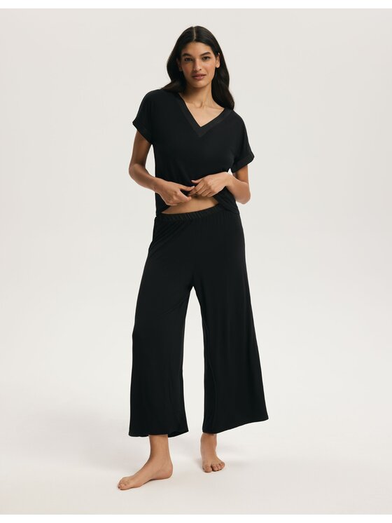 Esotiq Esotiq Piżama 44928 Czarny Regular Fit