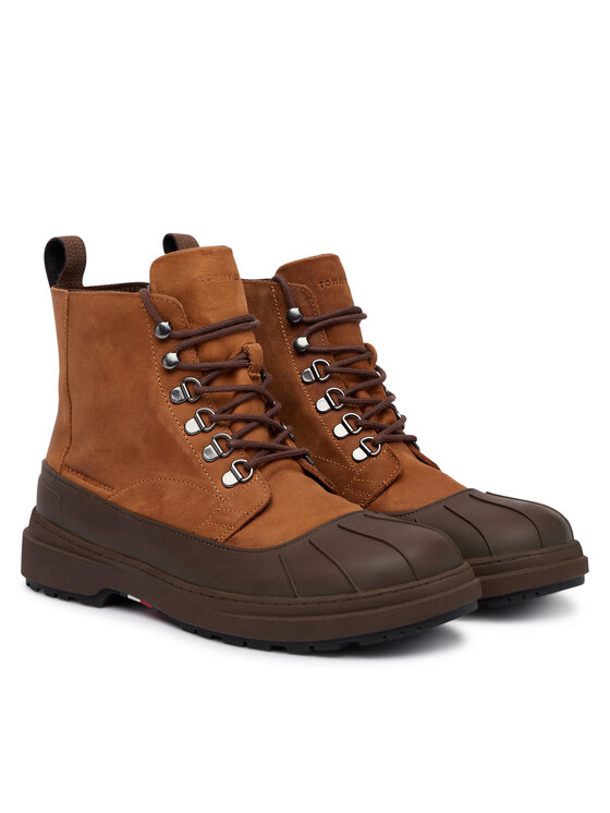 Tommy Hilfiger Tommy Hilfiger Μποτίνια Outdoor Rubber Lth Boot Wpm FM0FM05957 Καφέ