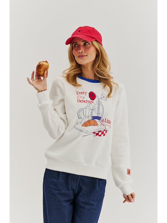 NAOKO NAOKO Mikina Little Luxury Bílá Regular Fit