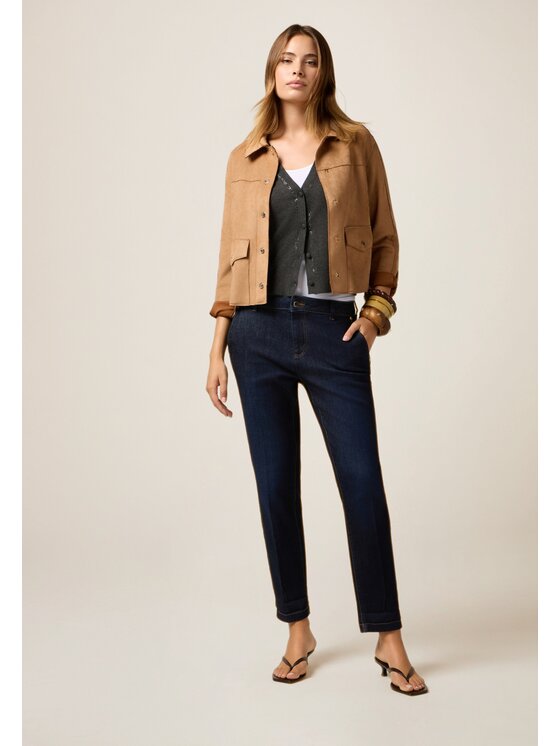 Oltre Oltre Kurtka z imitacji skóry R358R002239N002 Brązowy Boxy Fit