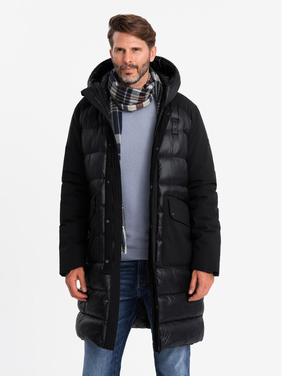 Ombre Ombre Vatovaná bunda OM-JALJ-0165 Černá Regular Fit