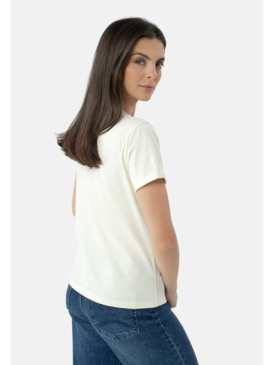 Volcano Volcano T-Shirt T-MELI Kremowy Regular Fit