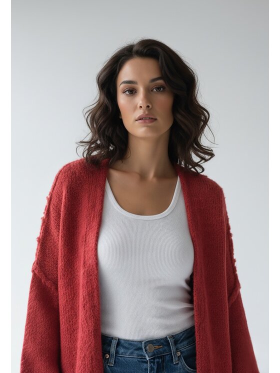 FIGL FIGL Kardigan M1264 Czerwony Regular Fit