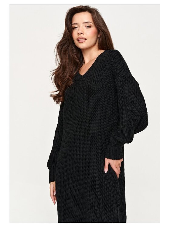 Makadamia Makadamia Sweter S177 Czarny Loose Fit