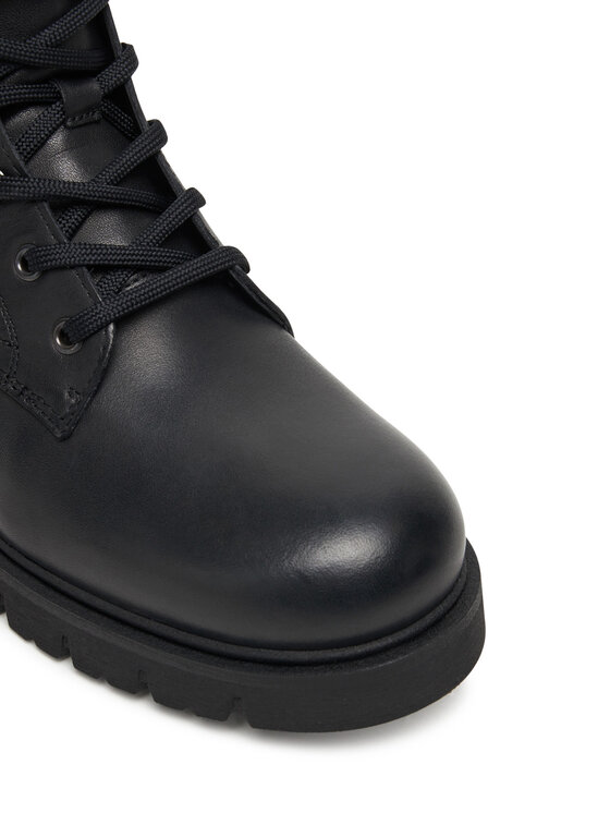 Tommy Jeans Tommy Jeans Ορειβατικά παπούτσια Tjw Lace Up Leather Boot EN0EN02824 Μαύρο