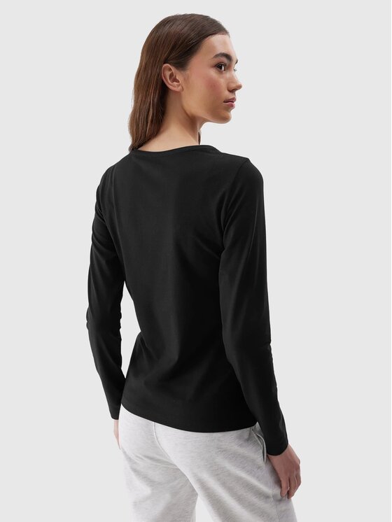 4F 4F Longsleeve 4FWSS24TLONF218-20S-L Czarny Custom Slim Fit