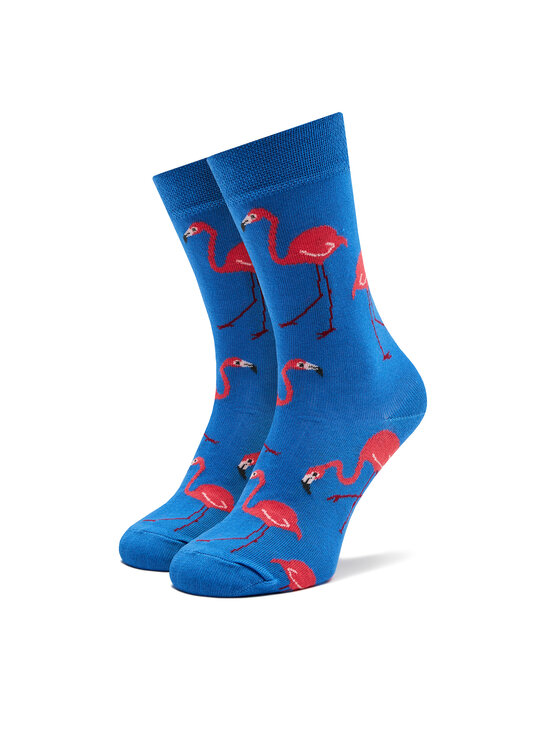 Șosete Înalte Unisex Funny Socks Flamingos SM1/02 Albastru