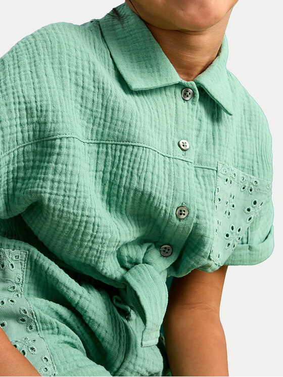 Mayoral Mayoral Set cămașă și șorturi din material textil 3210 Verde Regular Fit