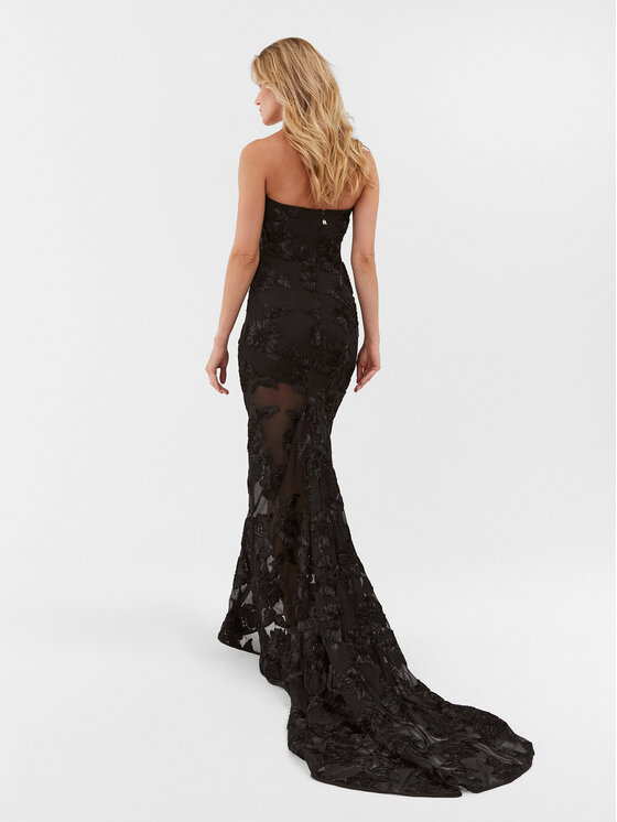 ROTATE ROTATE Abito da sera 3D Mesh Maxi Tube 111547100 Nero Fitted Fit