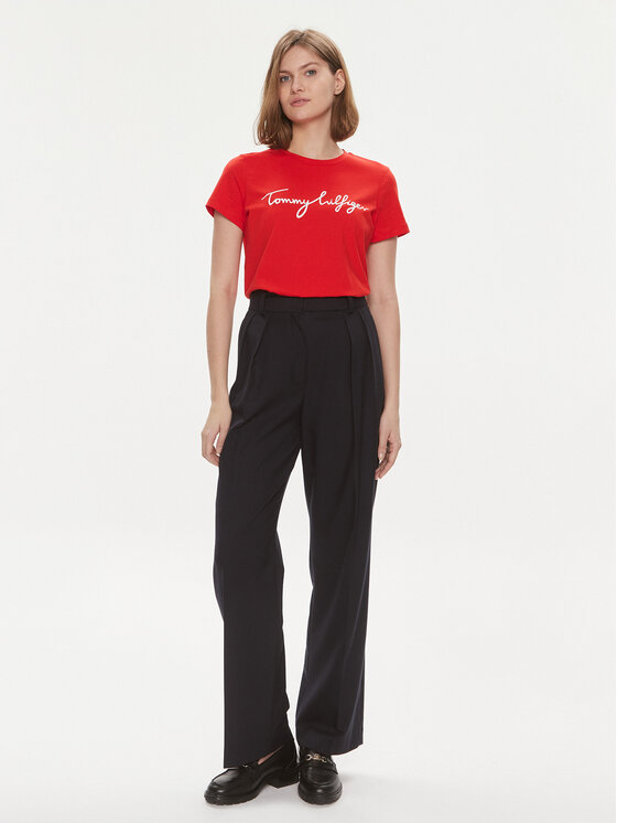 Tommy Hilfiger Tommy Hilfiger Tricou Signature WW0WW41674 Roșu Regular Fit