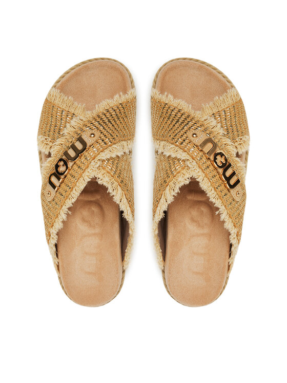 Mou Mou Pantoletten Criss-cross MU.SW451009K Beige
