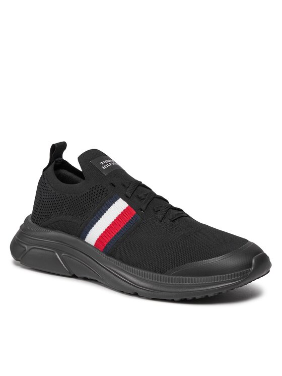 Tommy Hilfiger Tommy Hilfiger Laisvalaikio batai Modern Runner Knit Stripes Ess FM0FM04798 Juoda