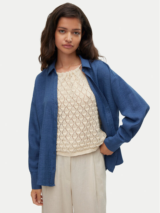 Vero Moda Vero Moda Koszula Melaney 10316389 Granatowy Loose Fit