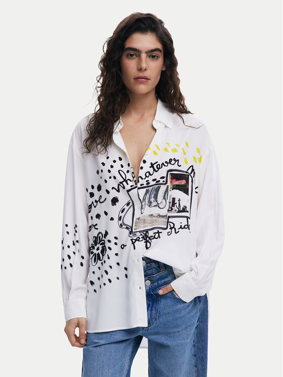 Desigual Desigual Košile Persefone 25SWCW41 Bílá Loose Fit