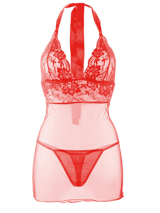 DKaren Lingerie DKaren Lingerie Komplet bielizny Vici Czerwony Slim Fit