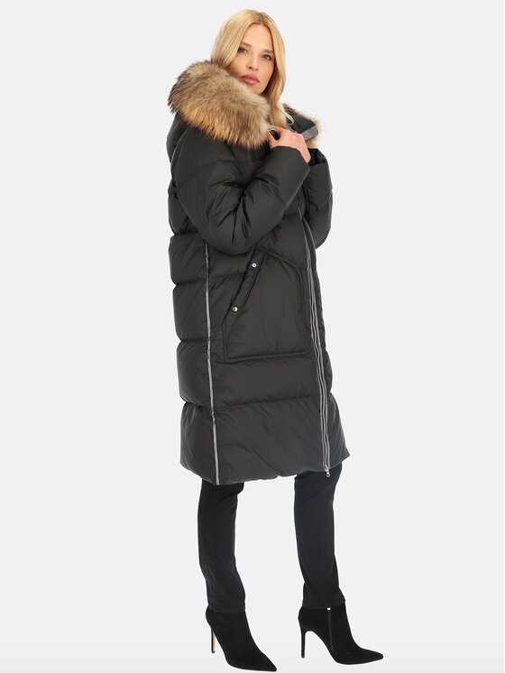 Perso Perso Dámska bunda BLH241001FXR Čierna Regular Fit