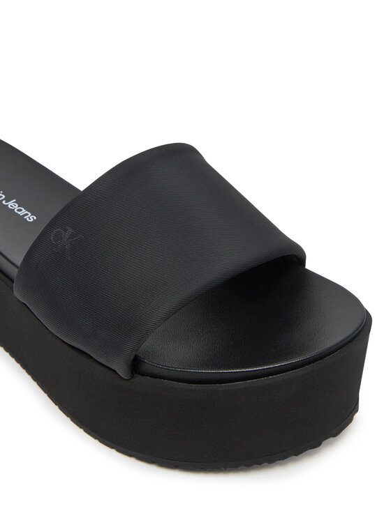 Calvin Klein Jeans Calvin Klein Jeans Klapki Flatform Sandal Slide In Nylon YW0YW01791 Czarny