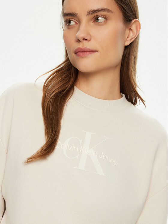Calvin Klein Jeans Calvin Klein Jeans Pulóver Glossy Monologo J20J224724 Bézs Regular Fit