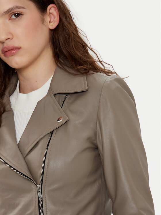 YAS YAS Шкіряна куртка Sophie 26018510 Сірий Regular Fit