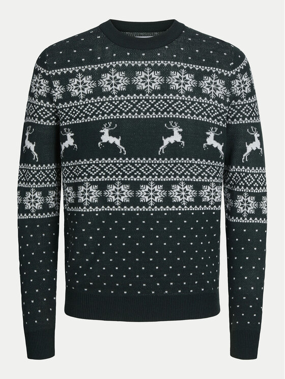 Jack & Jones Junior Jack & Jones Junior Svetr Xmas Gabriel 12267436 Zelená Regular Fit