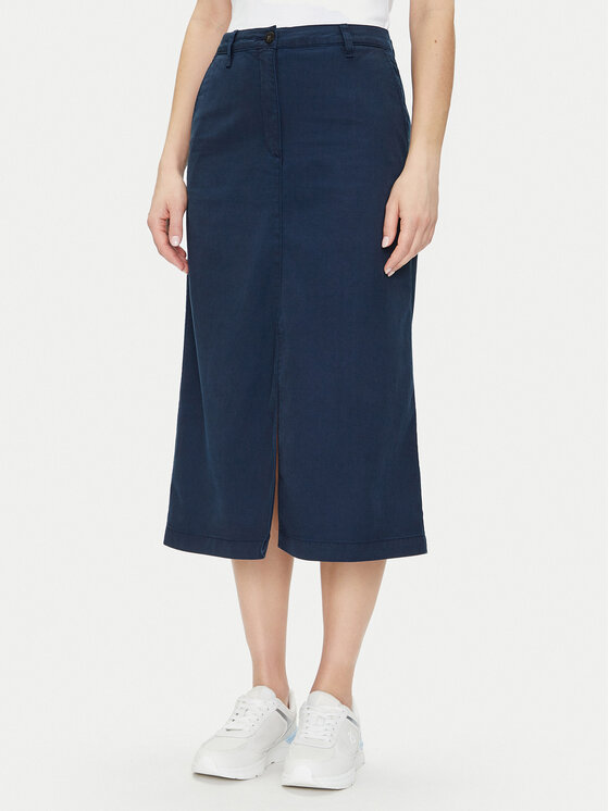 Tommy Hilfiger Tommy Hilfiger Midi sukně Co Blend Midi Skirt WW0WW44726 Tmavomodrá Regular Fit