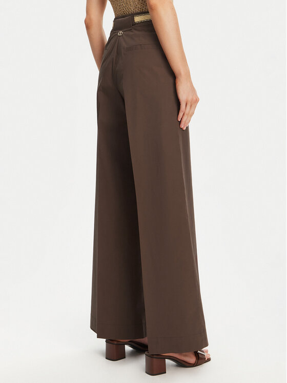 TWINSET TWINSET Palazzo kalhoty 251TT2105 Hnědá Wide Leg
