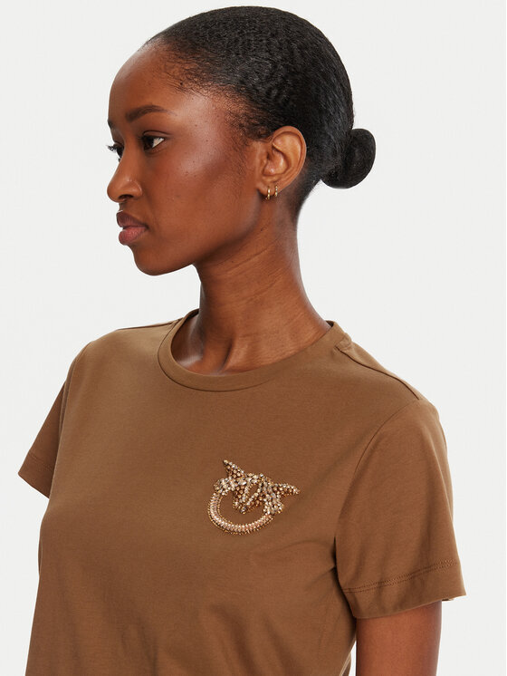 PINKO PINKO Тишърт Nambrone 103320 A2RN Кафяв Regular Fit