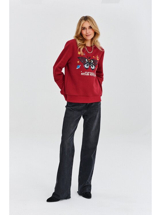 NAOKO NAOKO Bluza Midnight Butterfly Bordowy Regular Fit