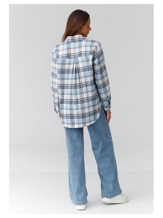 Makadamia Makadamia Koszula C35 Niebieski Loose Fit