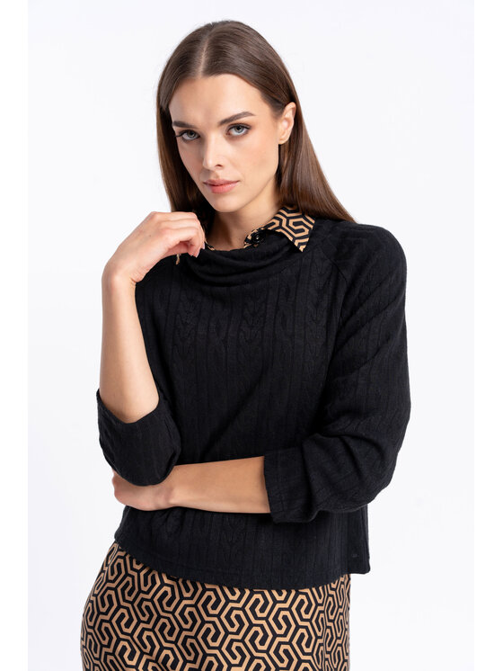 CLICK CLICK Rolák 10-6924 Čierna Loose Fit