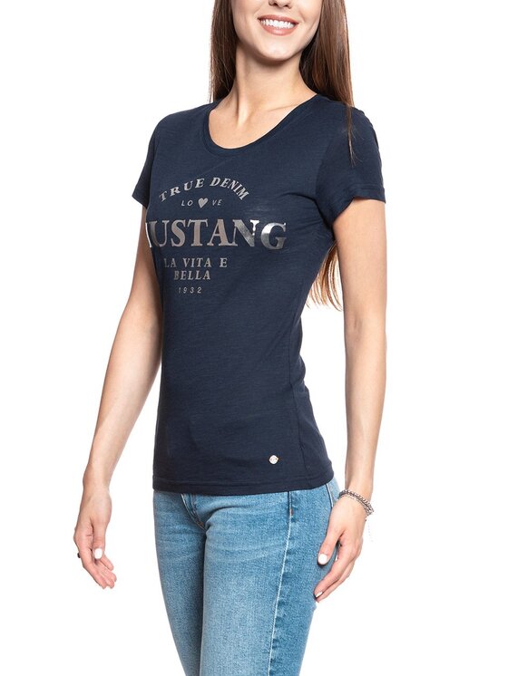 Mustang Mustang T-Shirt ALEXIA C PRINT Niebieski Slim Fit