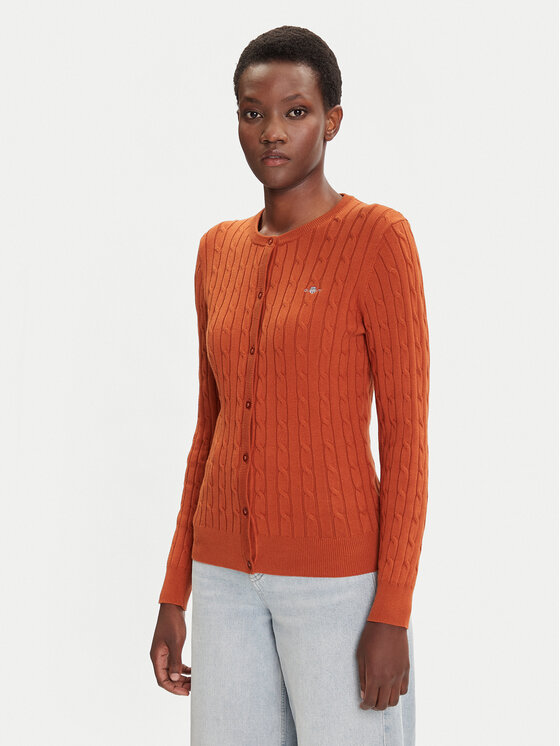 Gant Kardigan 4800103 Brązowy Slim Fit