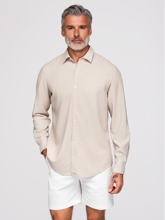 Ombre Ombre Koszula OM-SHCS-0190 Szary jasny Regular Fit