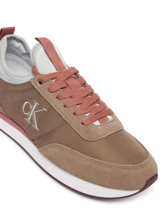 Calvin Klein Calvin Klein Sneakersy Retro Runner Sock Laceup Mix Mat YW0YW02060 Hnedá