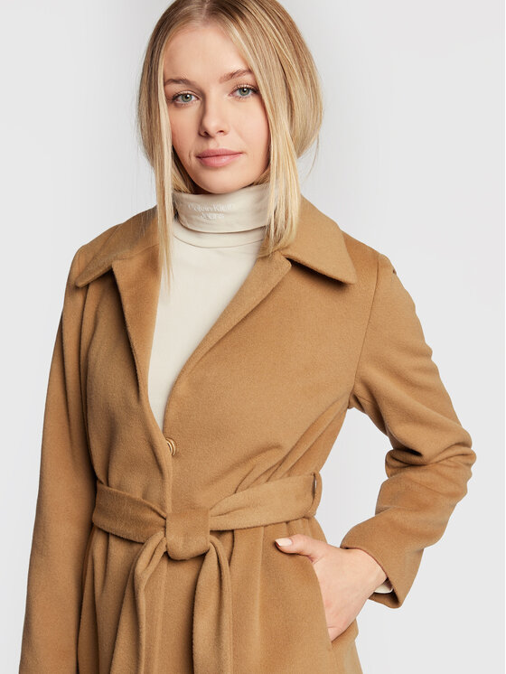 Calvin Klein Calvin Klein Volneni plašč K20K204154 Rjava Regular Fit