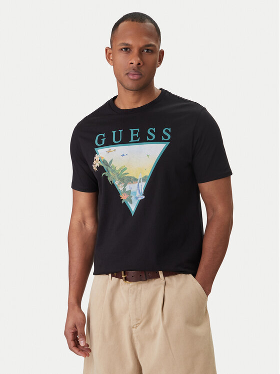 Guess Tricou M6GI49 K3584 Negru Reglan Fit