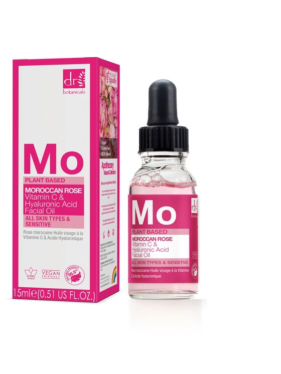 Dr Botanicals Dr Botanicals Marokański olejek różany do twarzy z kwasem hialuronowym i witaminą C, 15 ml + 30 ml Olejek