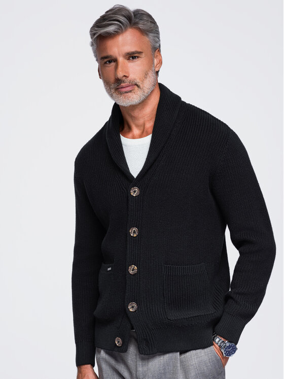 Ombre Ombre Sweter OM-SWCD-0200 Czarny Regular Fit