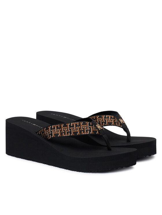Tommy Hilfiger Tommy Hilfiger Flip-flops Wedge Summer Sandal Mono FW0FW09698 Fekete