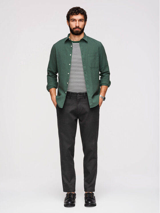 Ombre Ombre Chinosy OM-PACP-0294 Czarny Slim Fit