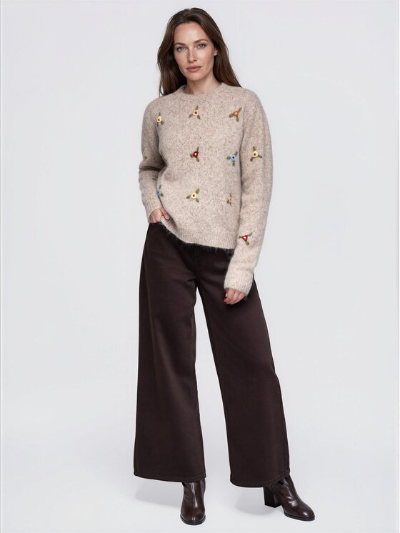 Ombre Ombre Svetr OW-SW-E0047 Béžová Regular Fit