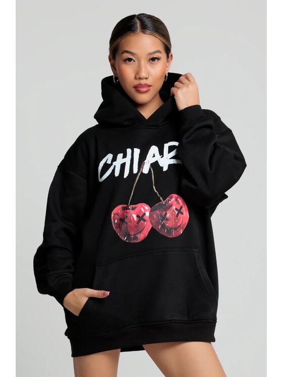 Chiara Wear Chiara Wear Bluza Bluza damska hoodie CHERRY Czarny Oversize