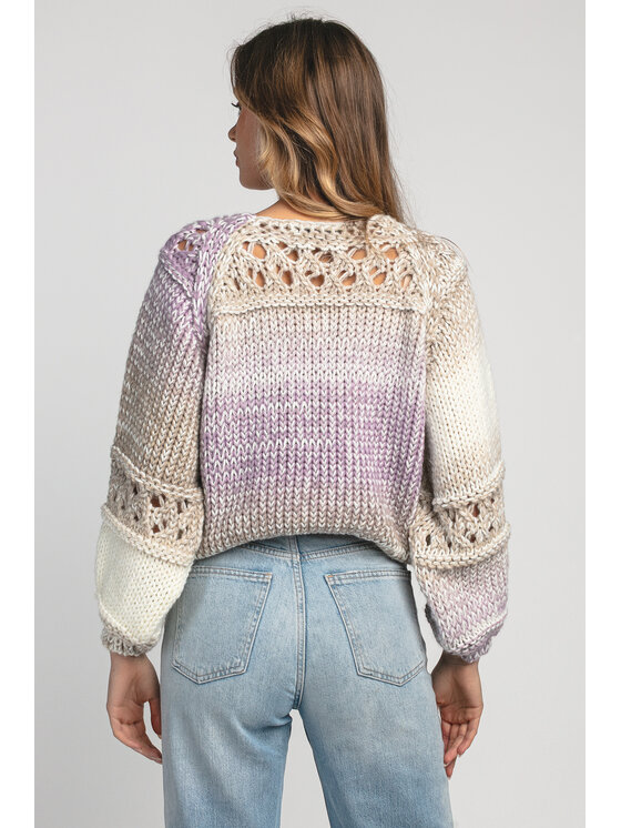 Fobya Fobya Sweter F1976 Beżowy Basic Fit