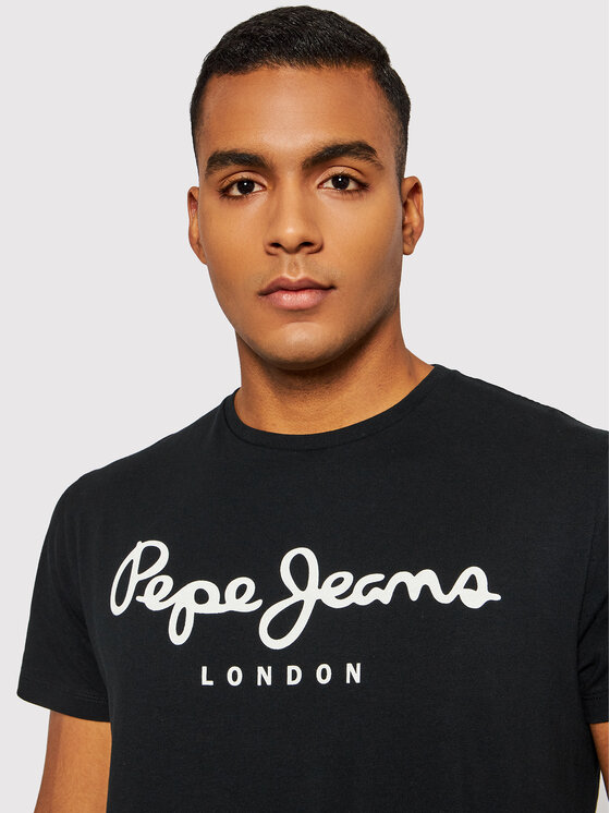 T-Shirt Fit Original Pepe PM508210 Jeans Slim Μαύρο