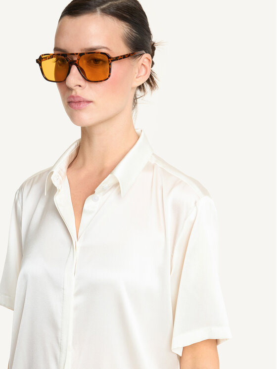 KMX Studio KMX Studio Bluzka 504840009 Kremowy Straight Fit