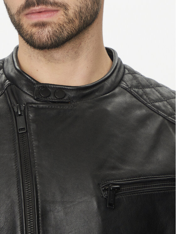 Mustang Mustang Lederjacke Rivo 310-24-050 Schwarz Regular Fit