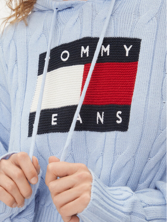 Tommy Jeans Tommy Jeans Pulover Center Flag DW0DW16528 Albastru celest Regular Fit