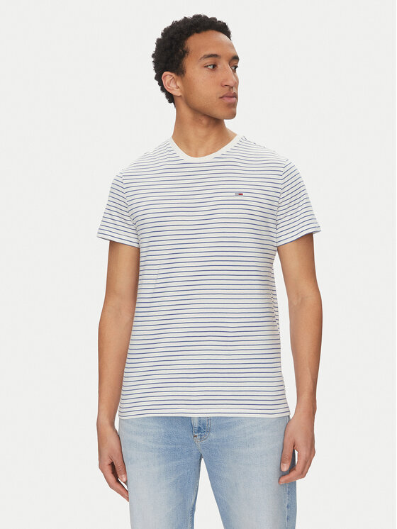 Tommy Jeans Tričko DM0DM20377 Modrá Slim Fit