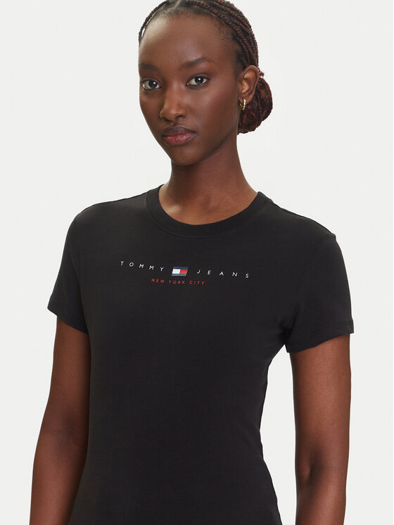 Tommy Jeans Tommy Jeans Tričko Linear DW0DW21422 Čierna Slim Fit