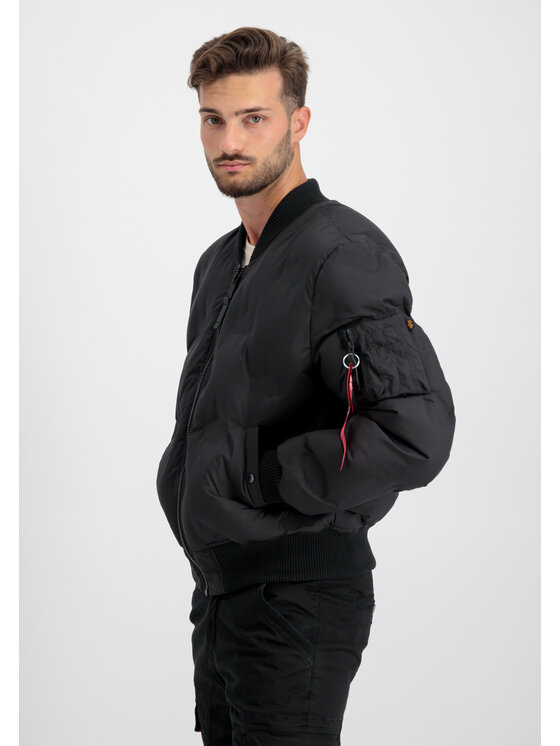 Alpha Industries Alpha Industries Kurtka zimowa MA-1 Embroidery Logo Puffer Bomber Jacket Czarny Relaxed Fit